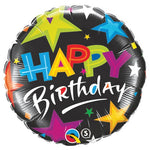 Birthday Brilliant Stars - Black 18″ Balloon