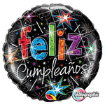 Feliz Cumpleaños! Glitzy Stars Black 18″ Balloon