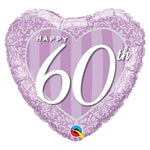 Happy 60th Damask Heart 18″ Balloon