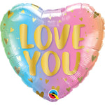 Love You Pastel Ombré & Hearts 18″ Balloon