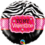 To My Valentine Zebra Stripes 18″ Balloon