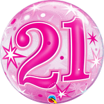 Qualatex 21 Pink Starburst Sparkle 22″ Bubble Balloon