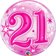 21 Pink Starburst Sparkle 22″ Bubble Balloon