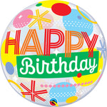 Birthday Circles & Dot Stripes 22″ Bubble Balloon