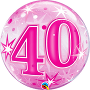 Qualatex 40 Pink Starburst Sparkle 22″ Bubble Balloon