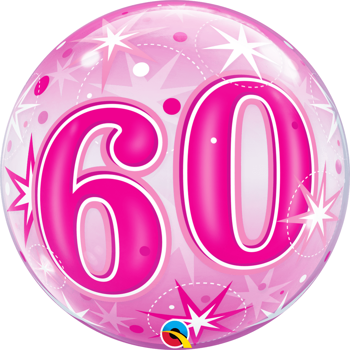 60 Pink Starburst Sparkle 22″ Bubble Balloon