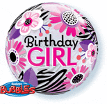 Birthday Girl Zebra Stripes 22″ Bubble Balloon