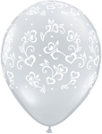 Dainty Hearts All Around Diamond Clear 11″ Latex Balloons (50)