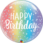 Qualatex Happy Birthday Ombre & Dots 22″ Bubble Balloon