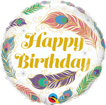 Qualatex Happy Birthday Peacock Feathers 18″ Balloon