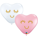 Heart Eyelashes Pink & White 11″ Latex Balloons (50 Count)