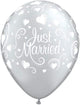 Just Married Hearts Silver 11″ Latex Balloons (50)