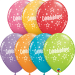 Qualatex Latex 11" Round Congratulations Star Patterns (50 pack)