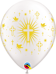Qualatex Latex 11" Round Cross & Doves (50 pack)