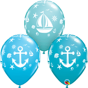 Qualatex Latex 11" Round Nautical Sailboat & Anchor Balloons (50 pack)