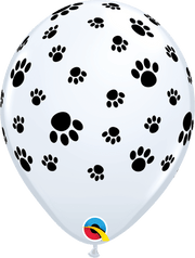 Qualatex Latex 11" Round Paw Prints-A-Round Balloons (50 pack)