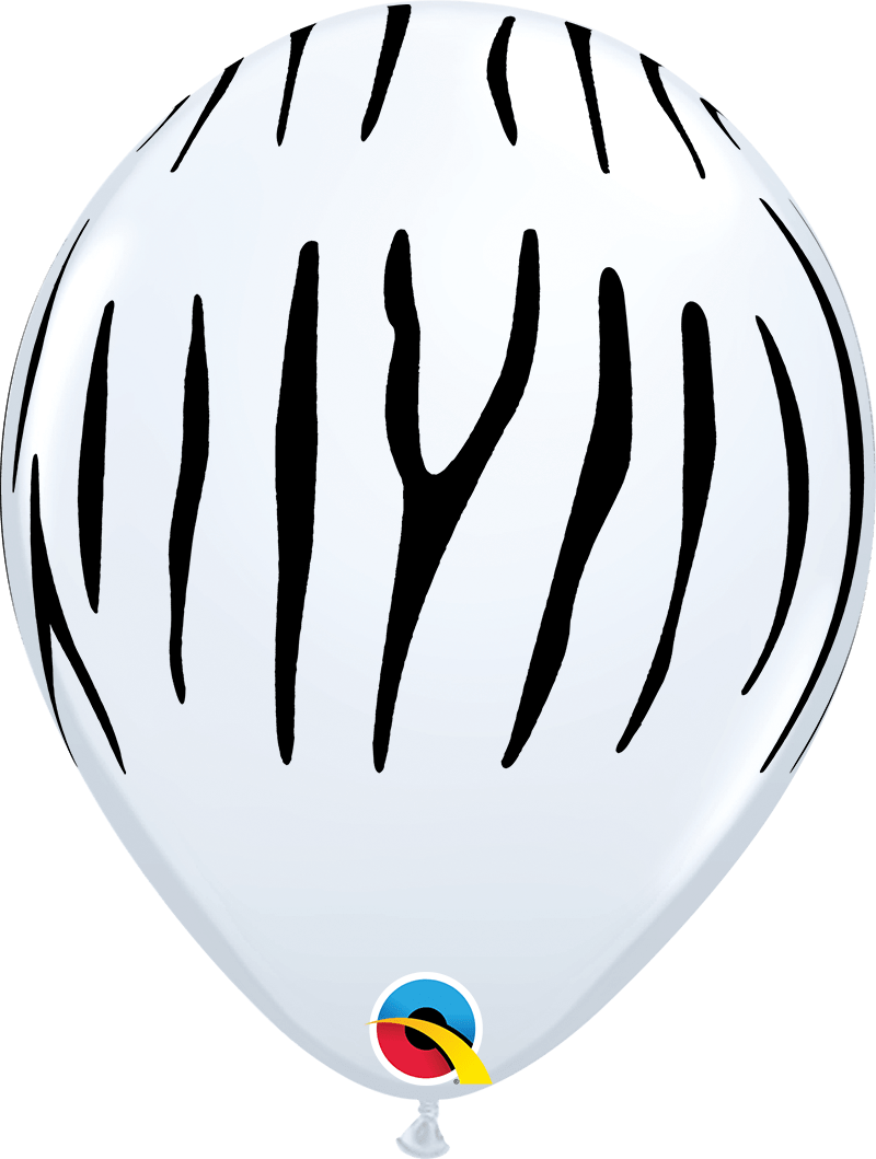 Qualatex Latex 11" Round Zebra Stripes Balloons (50 pack)
