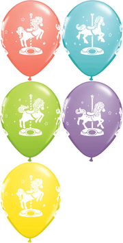 Qualatex Latex 11" Sorbet Assorted Carousel Horses Latex Balloons 50 Count