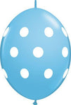 12″ Quicklinks Pale Blue Polka Dots Latex Balloons 50 Count
