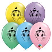 Qualatex Latex 5" Round Unicorn Head Balloons (100 pack)