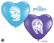 Qualatex Latex 6" Heart Anna & Elsa Faces Balloons (100 pack)