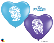 Qualatex Latex 6" Heart Anna & Elsa Faces Balloons (100 pack)