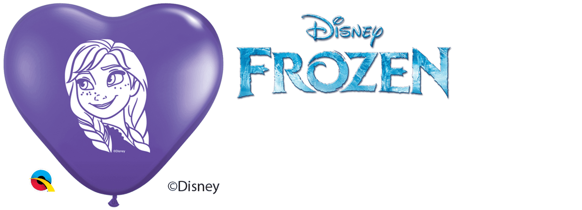 Qualatex Latex 6" Heart Anna & Elsa Faces Balloons (100 pack)