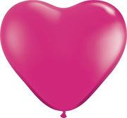 Qualatex Latex 6″ Jewel Magenta Heart Latex Balloons (100)