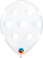 Qualatex Latex Big Polka Dots Clear 5″ Latex Balloons (100 count)