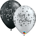 Qualatex Latex Birthday Elegant Sparkles & Swirls 11″ Latex Balloons (50 Count)