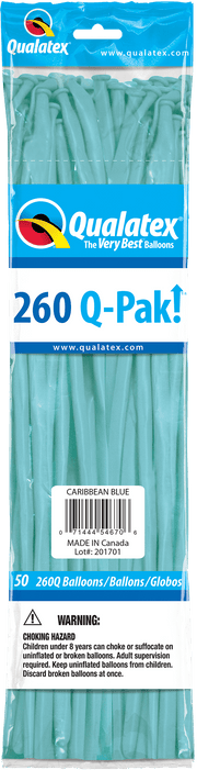 Qualatex Latex Caribbean Blue 260Q Latex Balloons (50 count)