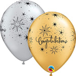 Qualatex Latex Congrats Elegant Silver & Gold 11″ Latex Balloons (50)