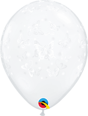 Qualatex Latex Diamond Clear Butterflies-A-Round 11″ Latex Balloons (50)