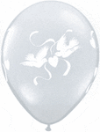 Qualatex Latex Diamond Clear Love Doves 11″ Latex Balloons (50 count)