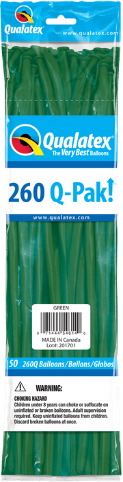 Qualatex Latex Green 260Q Latex Balloons (50 count)