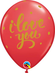 Qualatex Latex I Love You Bold Script Red 11″ Latex Balloons (50)