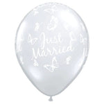 Qualatex Latex Just Married Butterflies-A-Round 16″ Latex Balloon