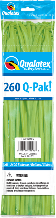 Qualatex Latex Lime Green 260Q Latex Balloons (50 count)
