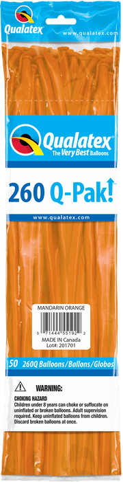 Qualatex Latex Mandarin Orange 260Q Latex Balloons (50)