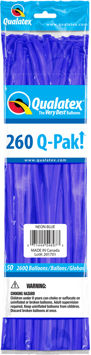 Qualatex Latex Neon Blue 260Q Latex Balloons (50)