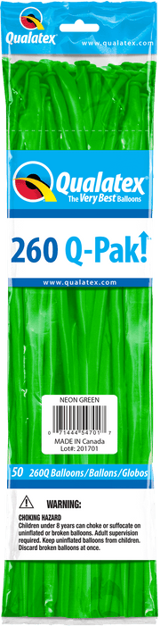 Qualatex Latex Neon Green 260Q Latex Balloons (50)