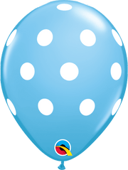 Pale Blue with White Big Polka Dots 11″ Latex Balloons (50)