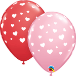 Qualatex Latex Random Hearts-A-Round Red & Pink 11″ Latex Balloons (50)