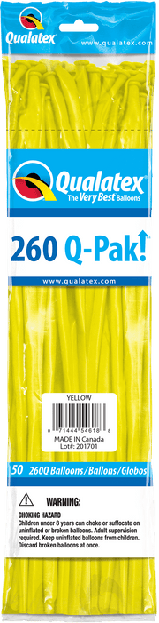 Qualatex Latex Yellow 260Q Latex Balloons (50)