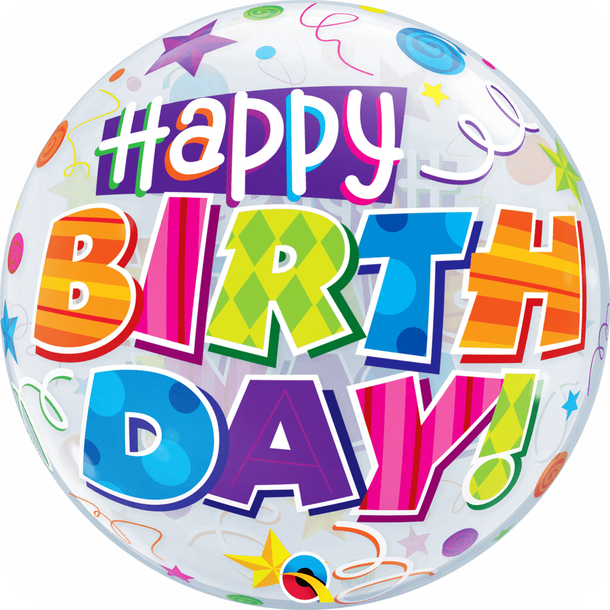 Qualatex Mylar & Foil 22" Birthday Party Patterns Bubble Balloon