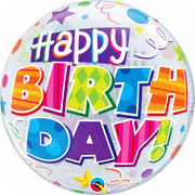 Qualatex Mylar & Foil 22" Birthday Party Patterns Bubble Balloon