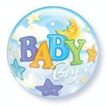 Qualatex Mylar & Foil Baby Boy Moon & Stars 22″ Bubble Balloon