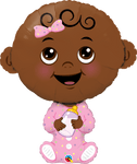 Qualatex Mylar & Foil Baby Girl Dark Skin Tone 38″ Balloon