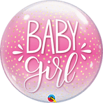 Qualatex Mylar & Foil Baby Girl Pink & Confetti Dots Bubble 22″ Balloon