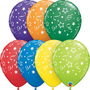 Qualatex Mylar & Foil Carnival Assortment 11in Stars Dots Confetti Carnival Assortment 11″ Balloons (50 count)